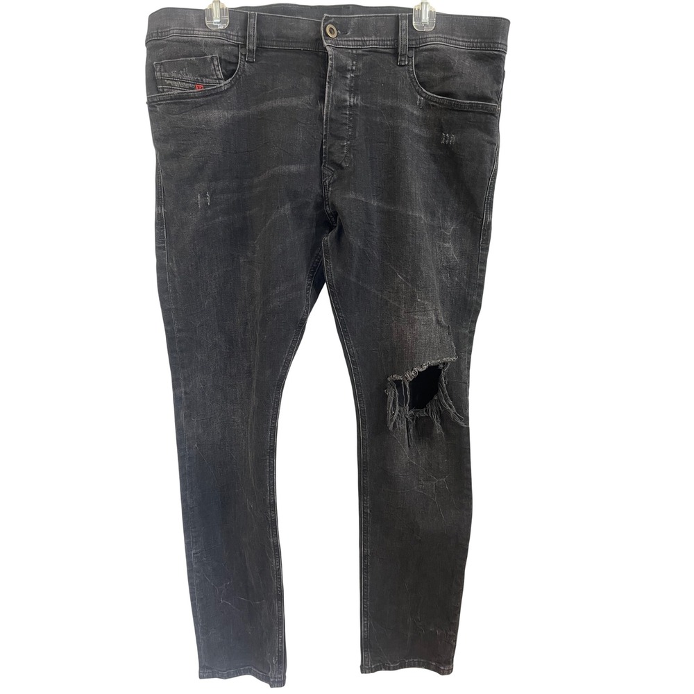 Diesel Tepphar Slim-Carrot Distressed Black Jeans Mens W36 L30 069DV Stretch
